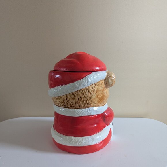 CHRISTMAS SANTA TEDDY BEAR VINTAGE COOKIE JAR - Picture 4 of 6
